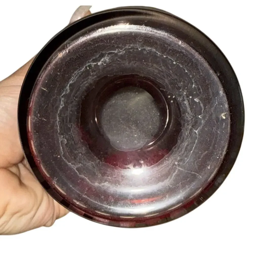 Vintage Egermann Ruby Red Cut To Clear Glass Vase